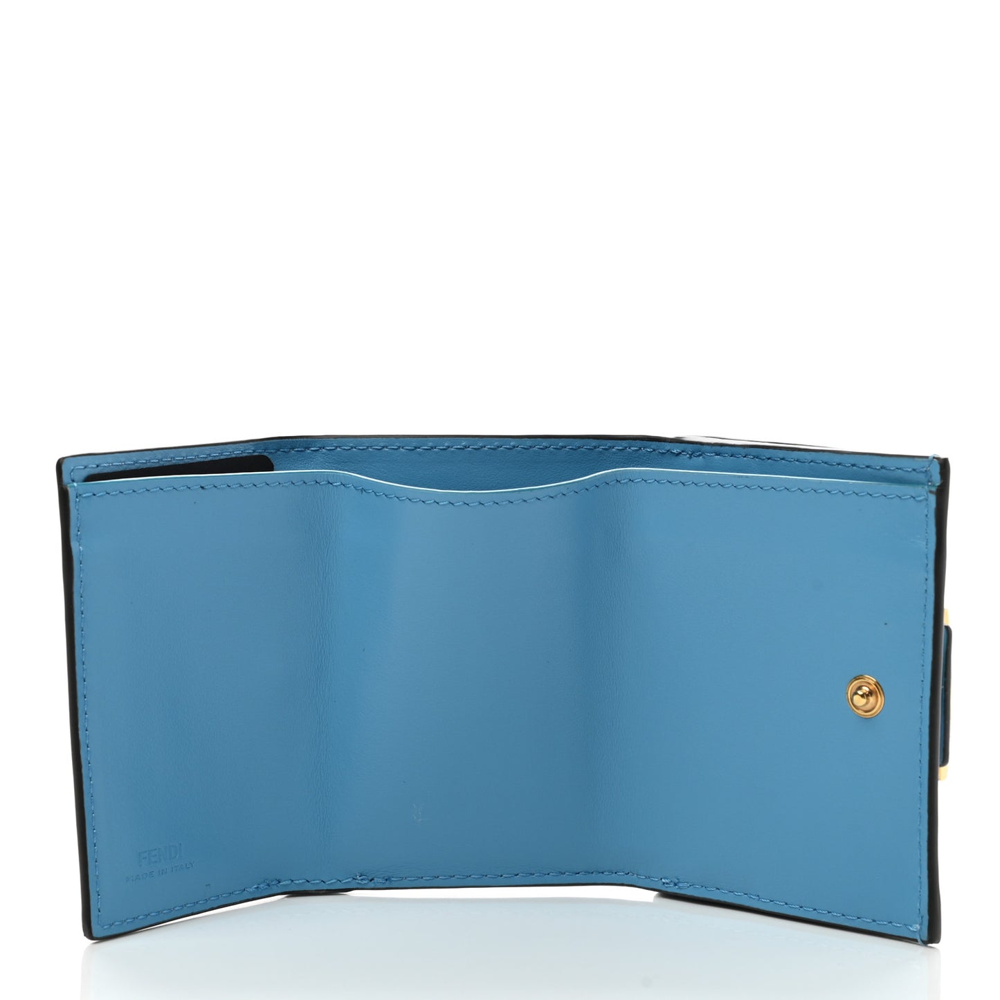 X SARAH COLEMAN Vitello Liberty Ceylon Micro FF Fish Eye Embossed Tri-Fold Wallet Multicolor Cyber Blue