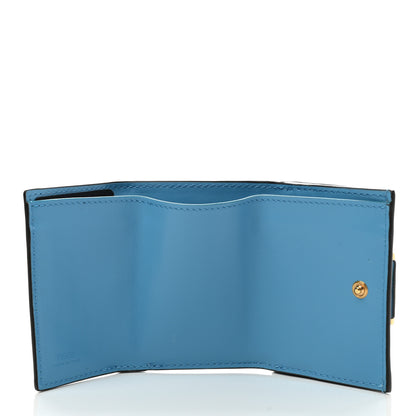 Fendi X SARAH COLEMAN Vitello Liberty Ceylon Micro FF Fish Eye Embossed Tri-Fold Wallet Multicolor Cyber Blue 6 of 8