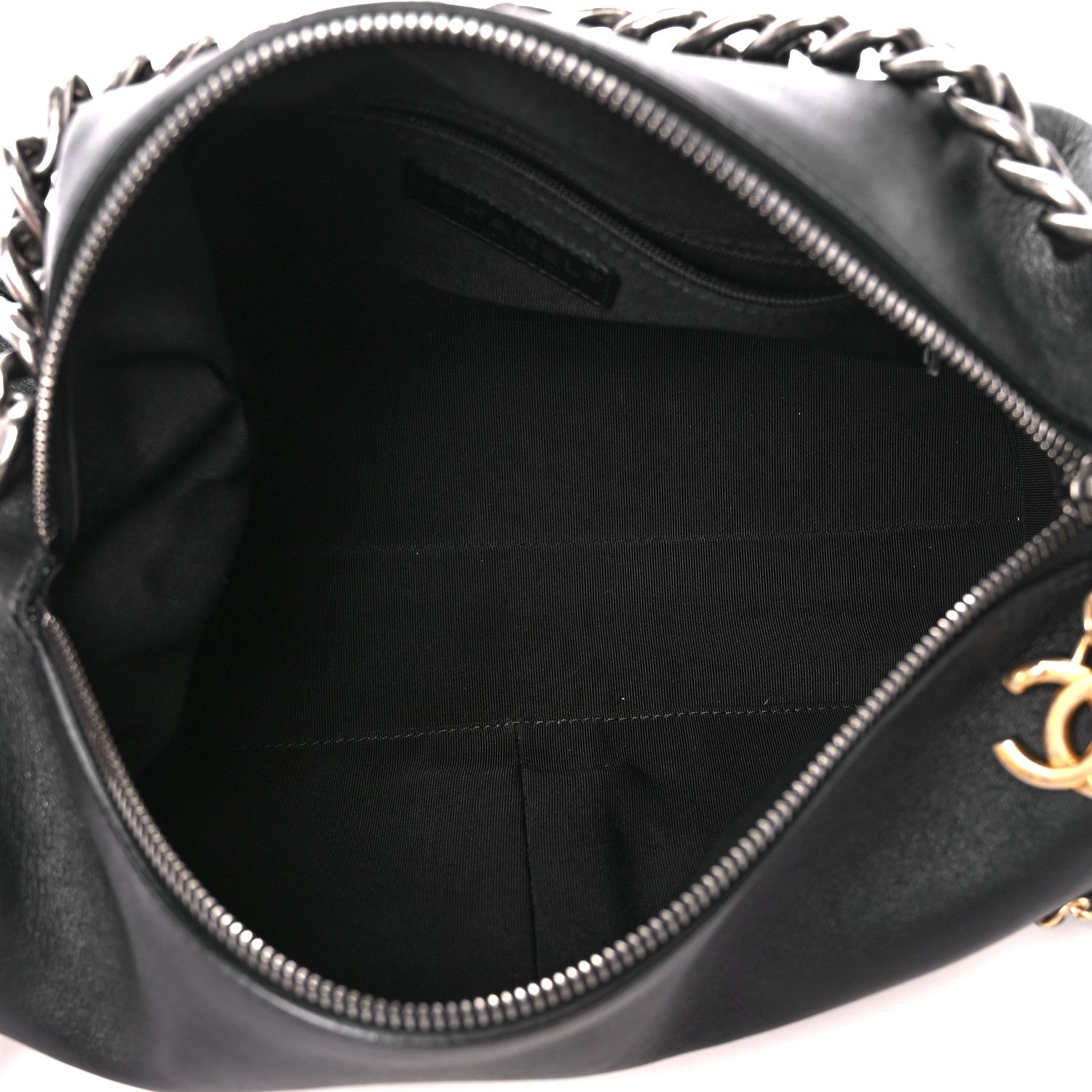 Chanel Calfskin Chain 20s Signature Hobo Black 5 of 12