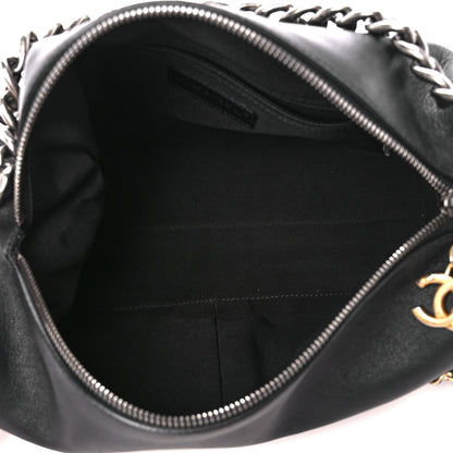 Chanel Calfskin Chain 20s Signature Hobo Black 5 of 12