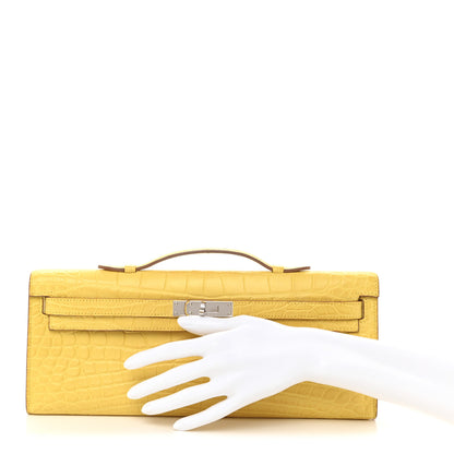 Hermes Matte Alligator Kelly Cut Pochette Mimosa 2 of 7