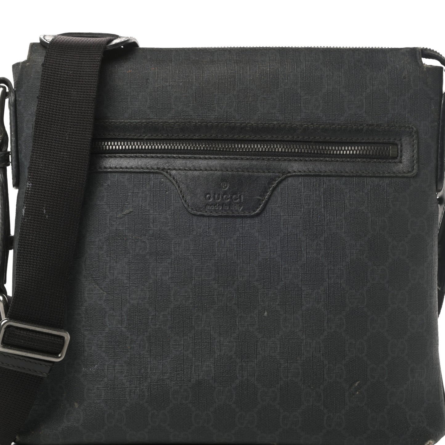 GG Supreme Monogram Crossbody Messenger Bag Black Grey