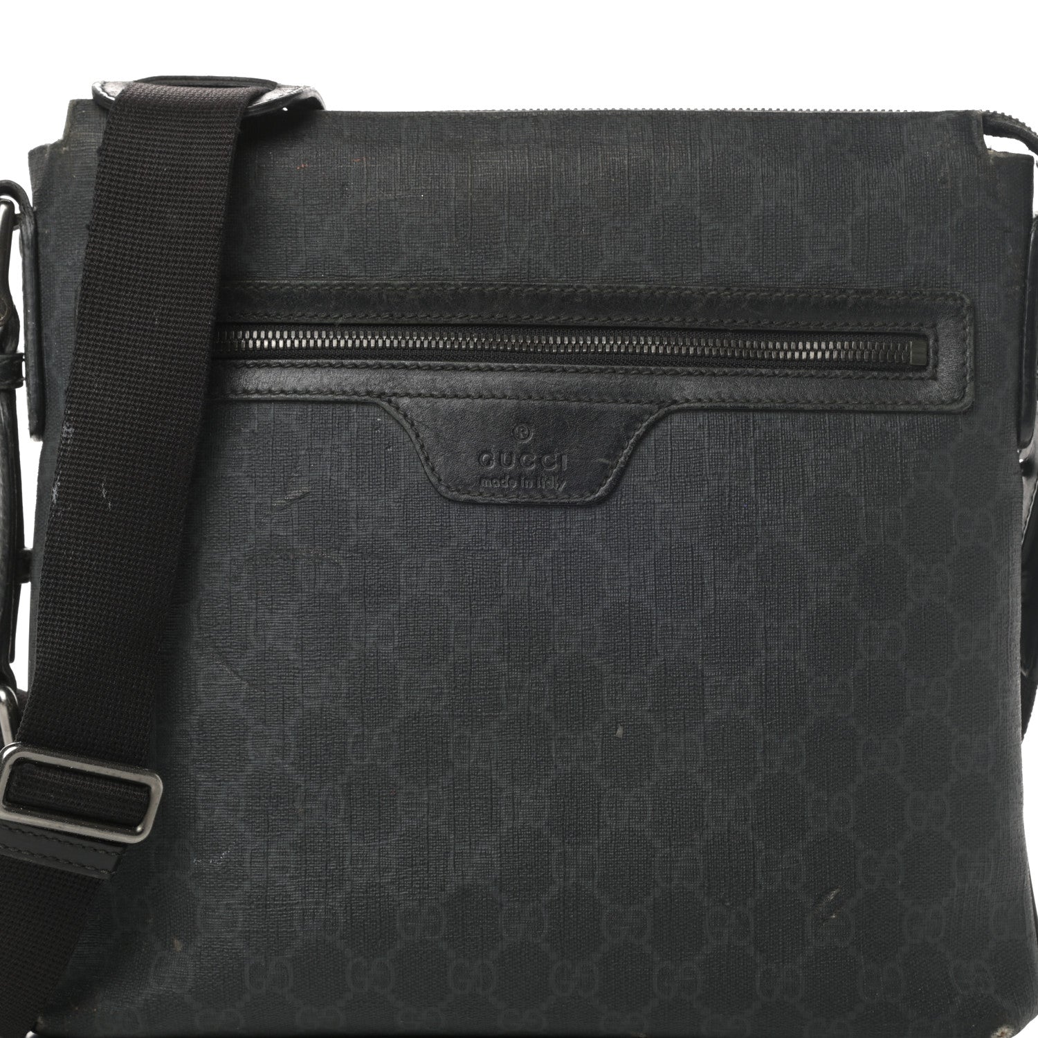 Gucci GG Supreme Monogram Crossbody Messenger Bag Black Grey 8 of 20