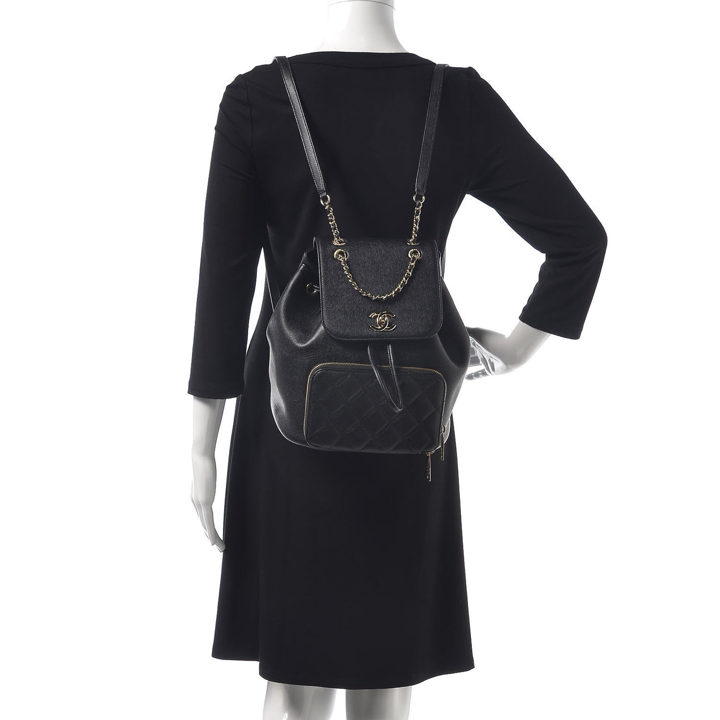 Caviar Quilted Business Affinity Backpack Black