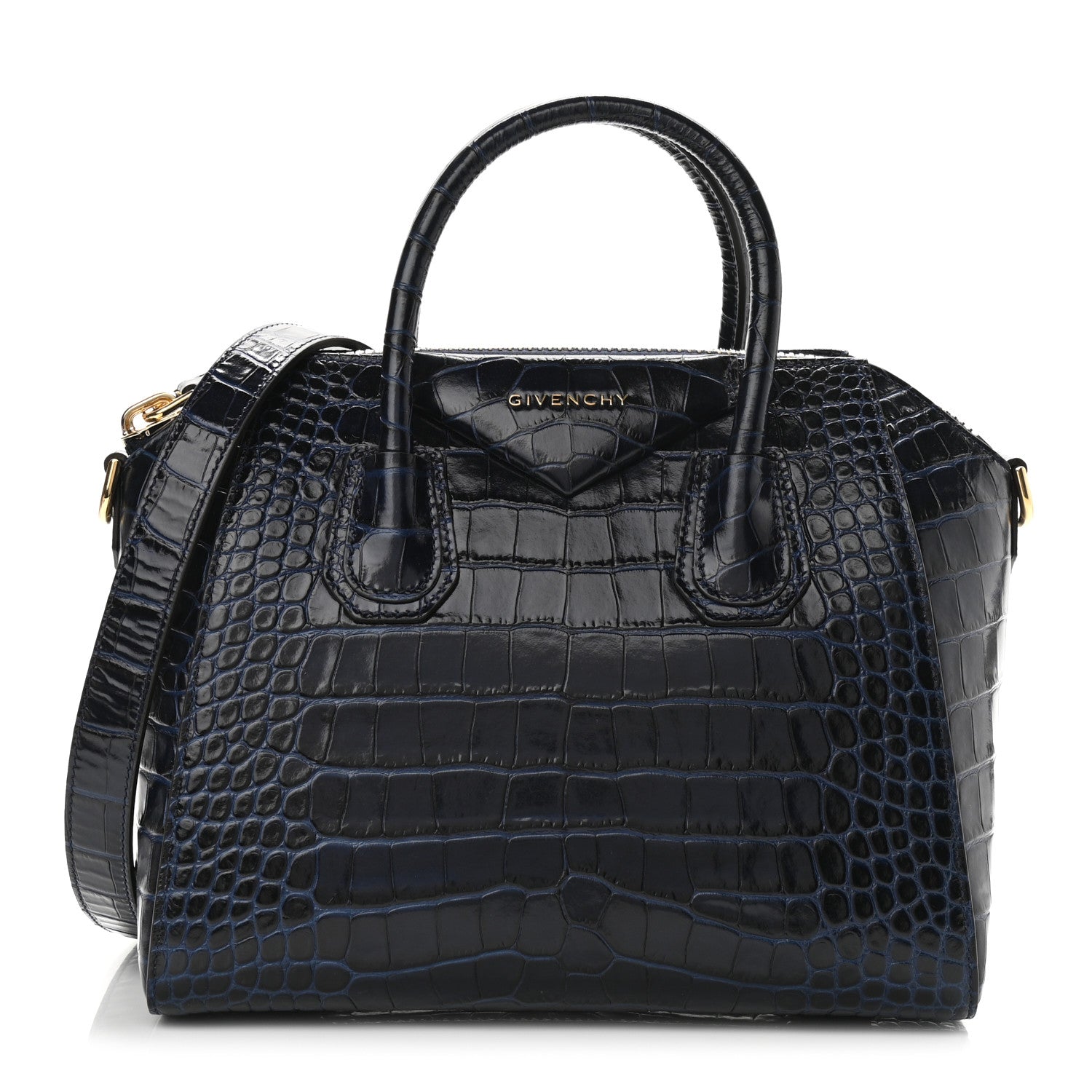 Givenchy Calfskin Crocodile Embossed Small Antigona Navy 1 of 9