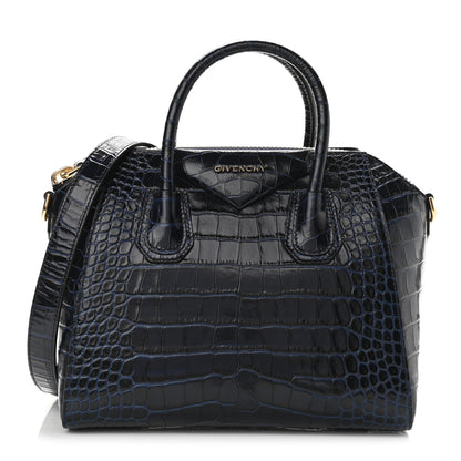 Givenchy Calfskin Crocodile Embossed Small Antigona Navy 1 of 9