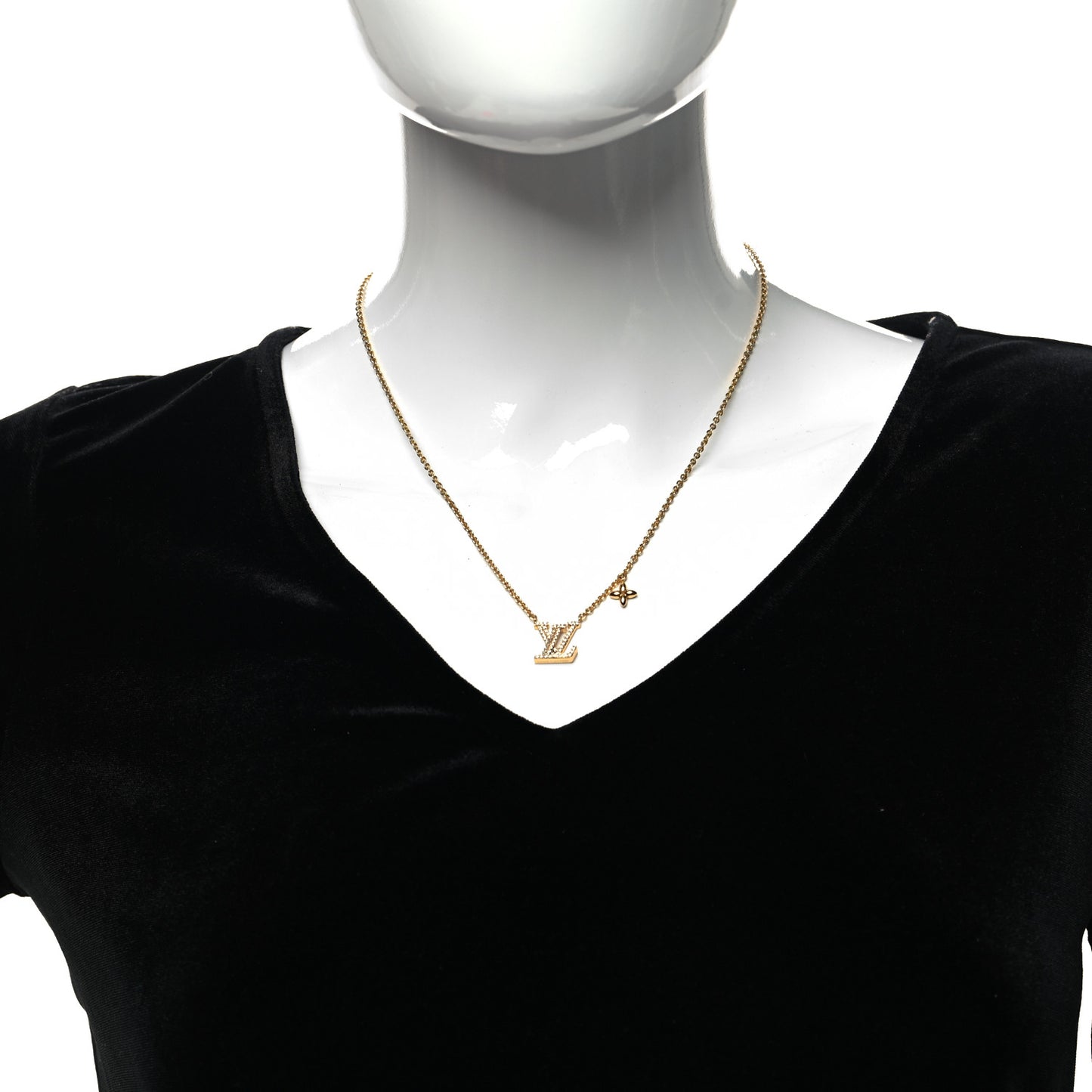 Metal Crystal LV Iconic Necklace Gold