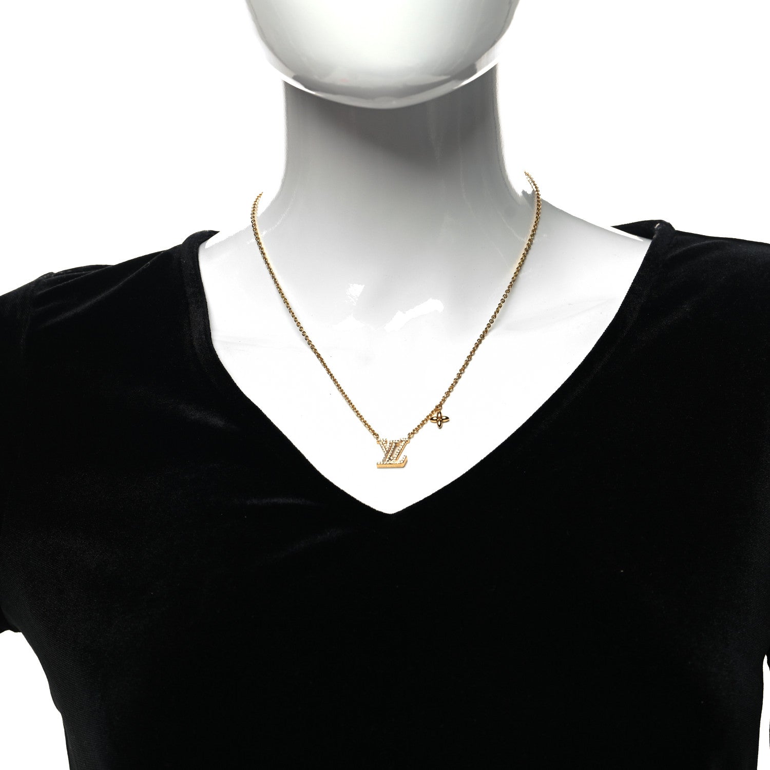 Louis Vuitton Metal Crystal LV Iconic Necklace Gold 2 of 6
