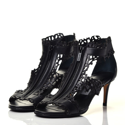 Jimmy Choo Calfskin Laser Cut Cage Booties 36 Black 3 of 8
