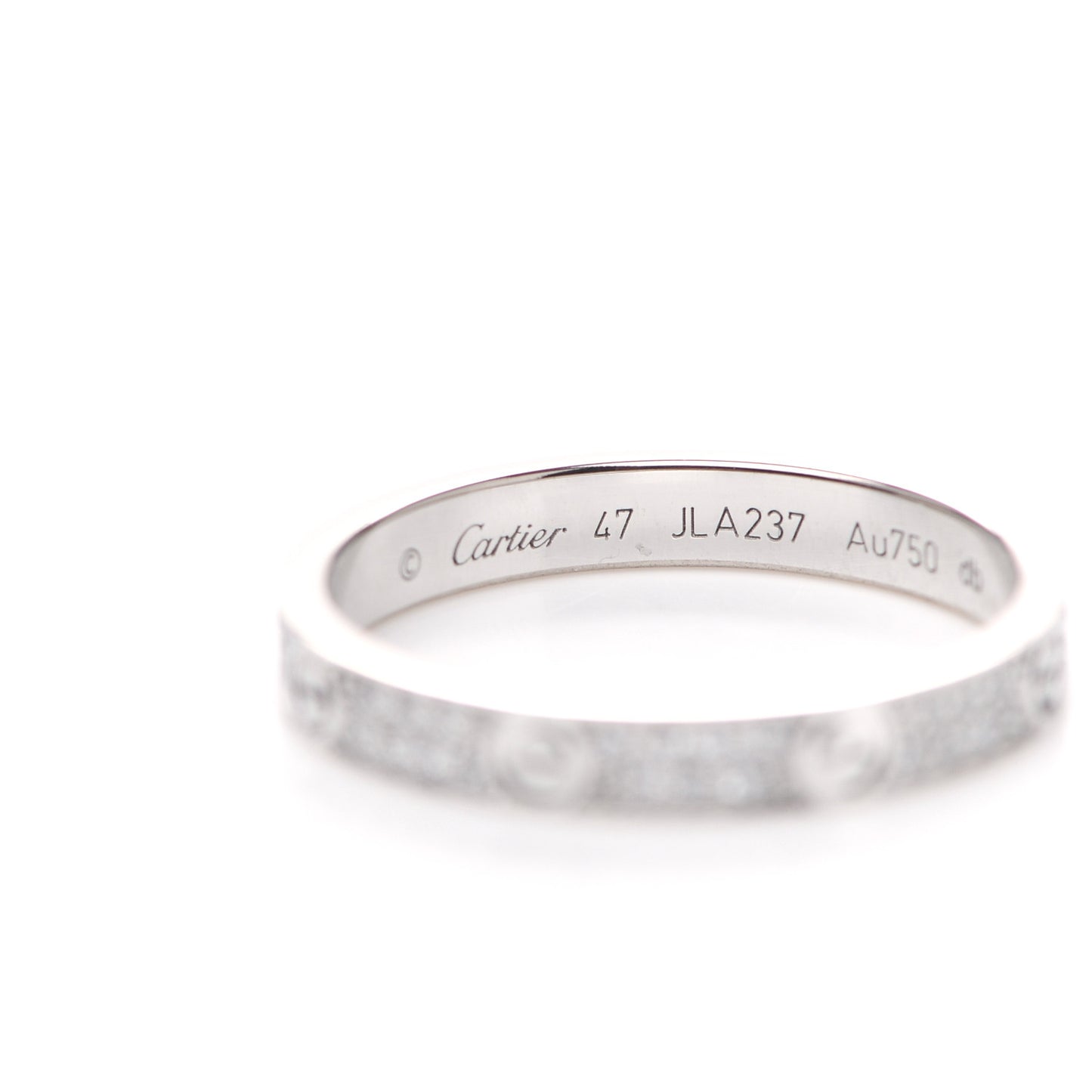 18K White Gold Diamond 2.6mm LOVE Paved Band Ring 47 4