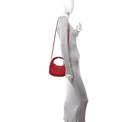 Miu Miu Nappa Matelasse Wander Hobo Fuoco 2 of 9