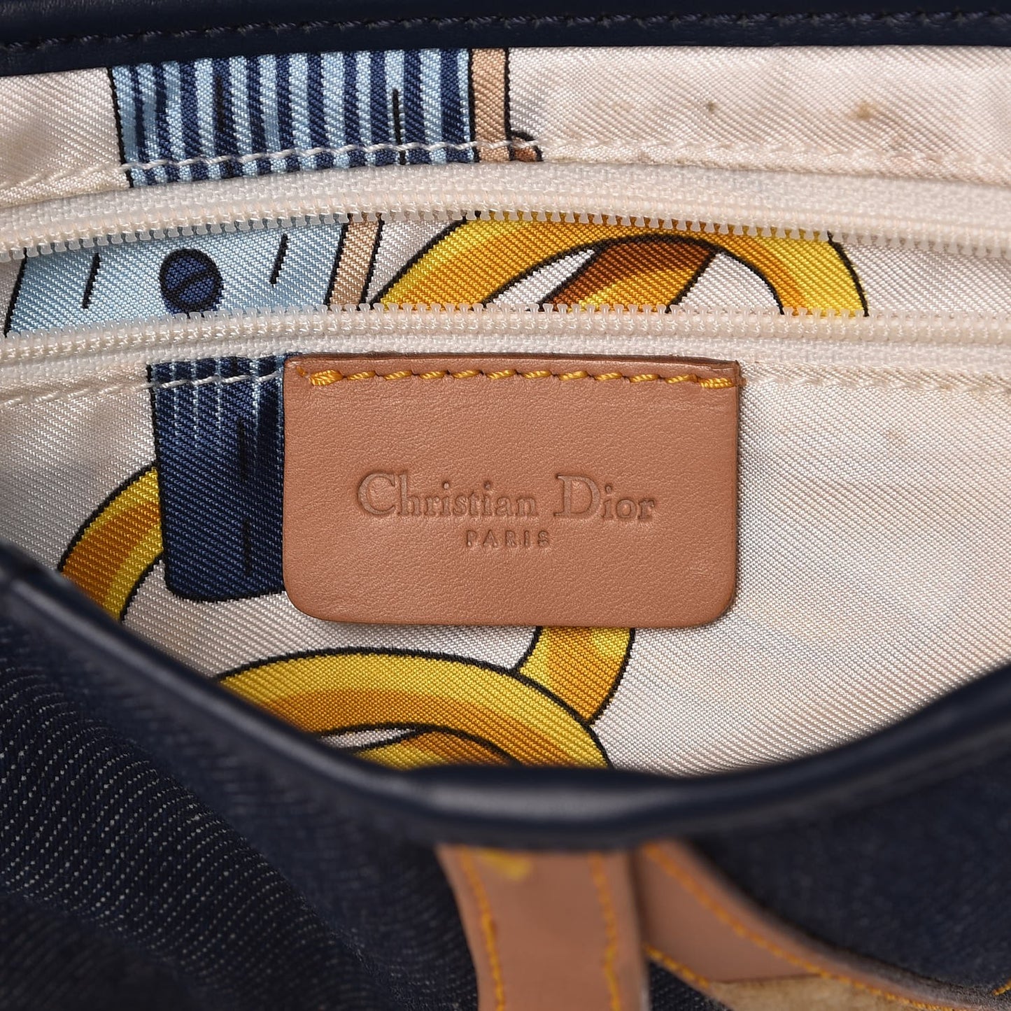 Denim Calfskin Saddle Bag Blue