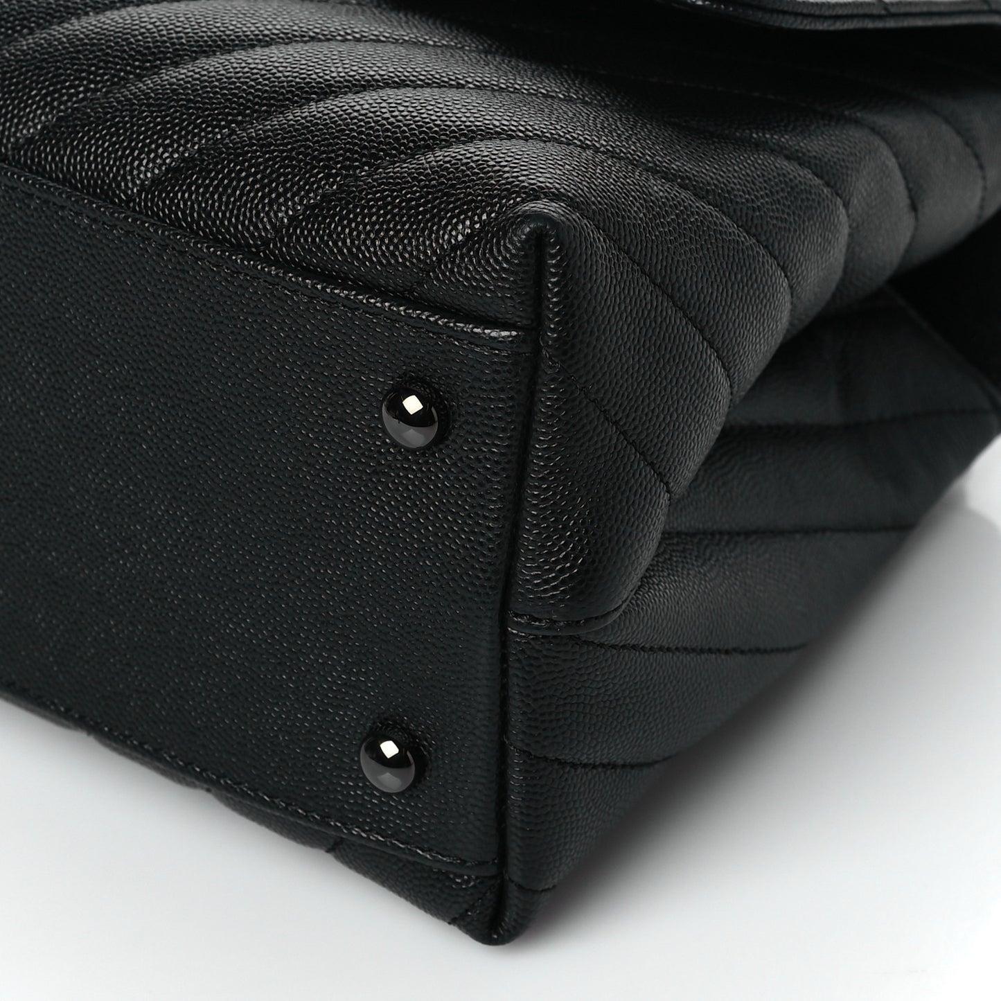 Caviar Chevron Quilted Small Coco Handle Flap So Black