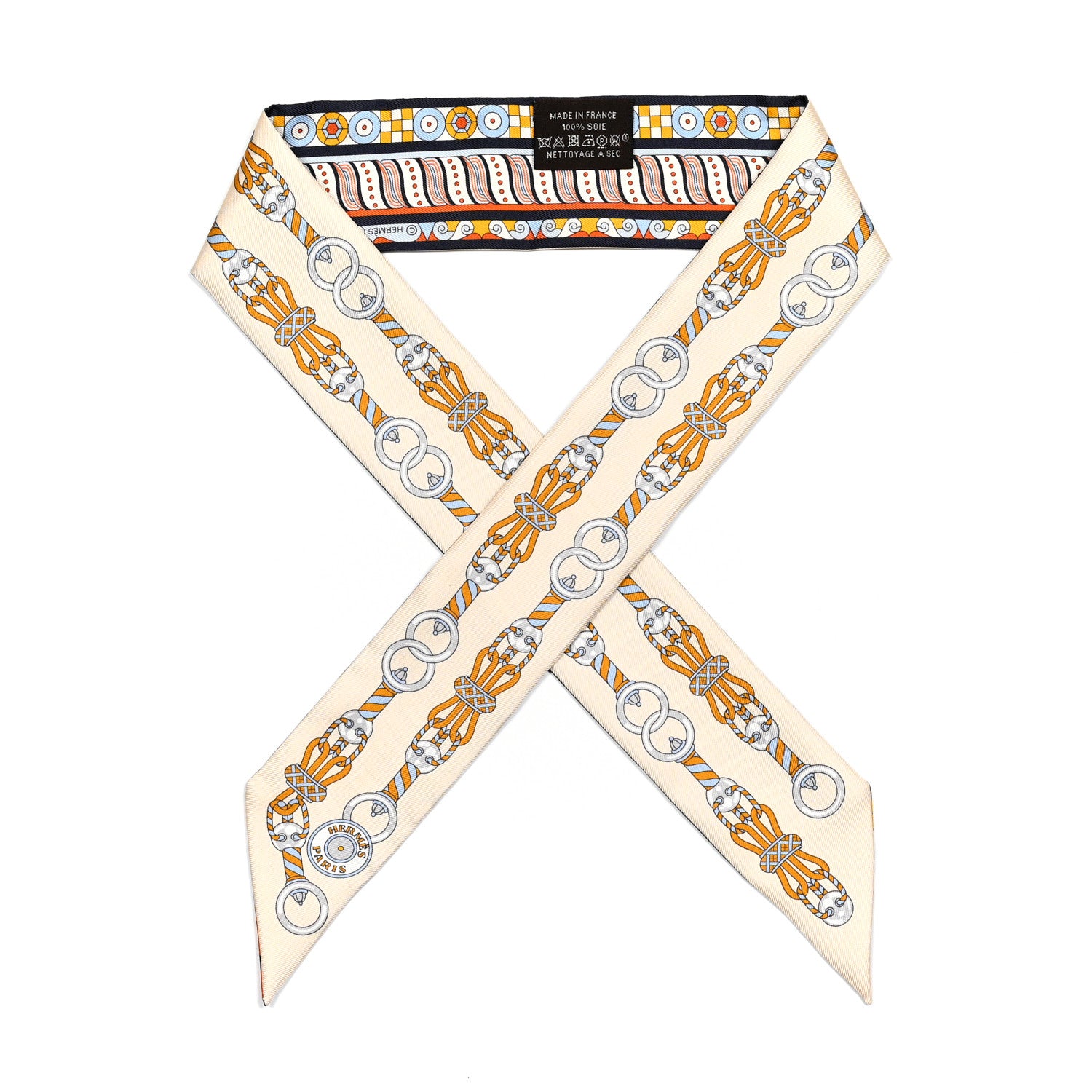 Hermes Silk Harnais En Rosace Twilly Creme Ciel Ocre 1 of 4
