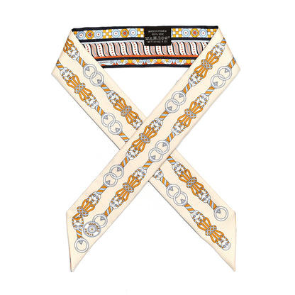 Hermes Silk Harnais En Rosace Twilly Creme Ciel Ocre 1 of 4