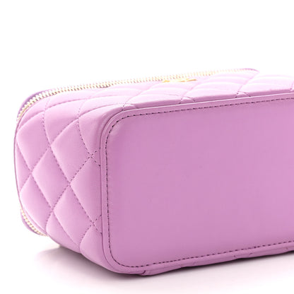 Chanel Lambskin Quilted Pearl Crush Small Vanity Case With Chain Purple 9 of 10