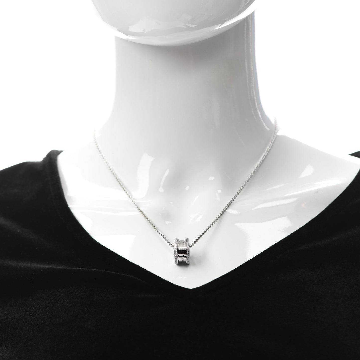 18K White Gold Diamond B.Zero1 Pendant Necklace