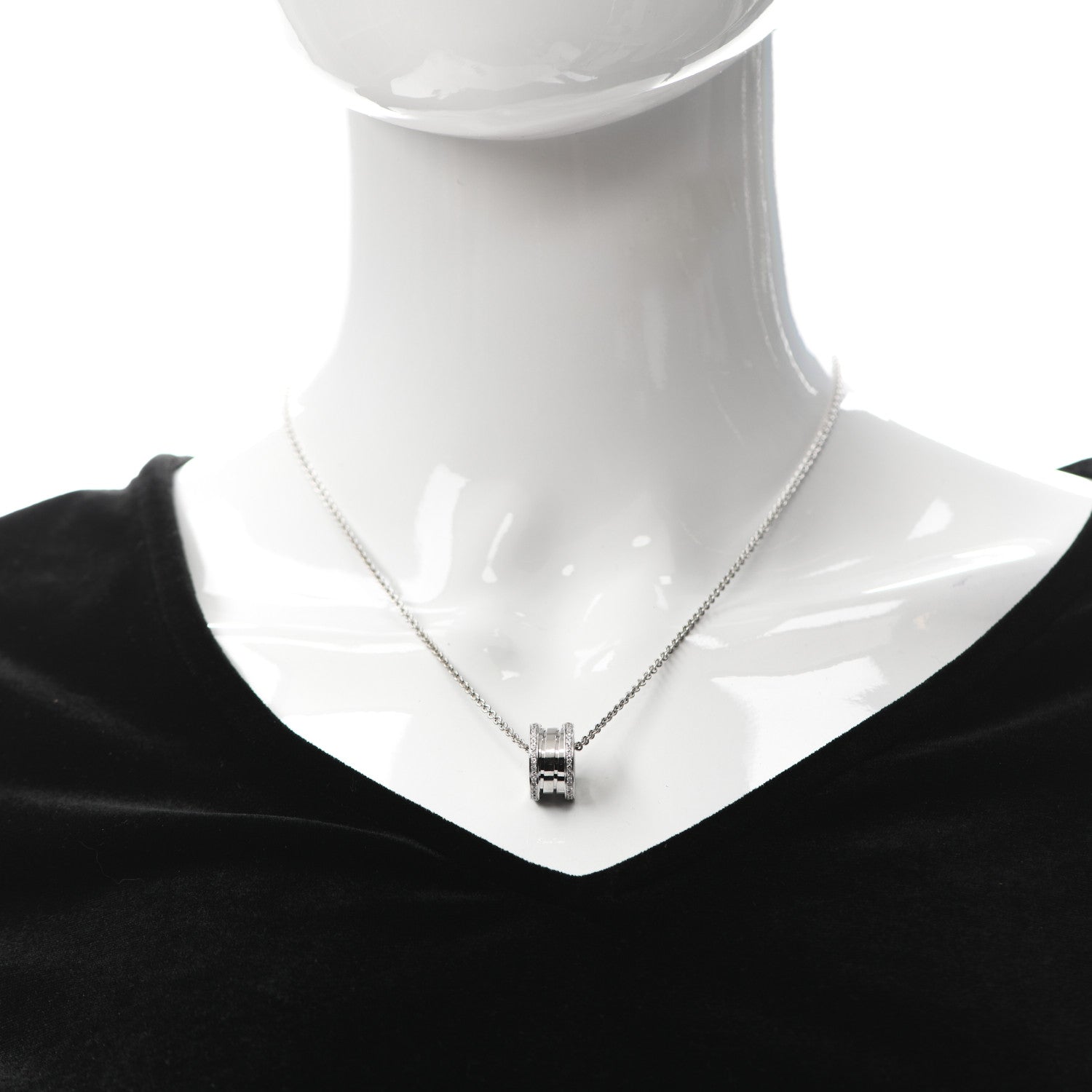 Bulgari 18K White Gold Diamond B.Zero1 Pendant Necklace 2 of 6