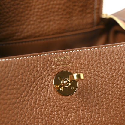 Hermes Taurillon Clemence Mini Lindy 20 Gold 6 of 10