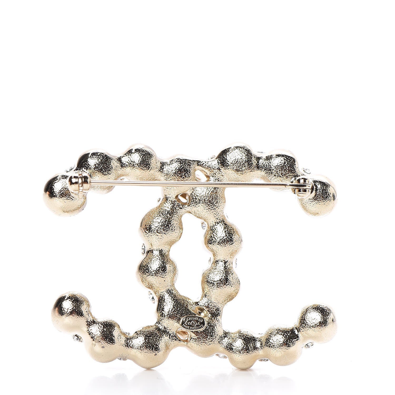 Chanel Pearl Crystal Nefertiti CC Brooch Gold 3 of 5