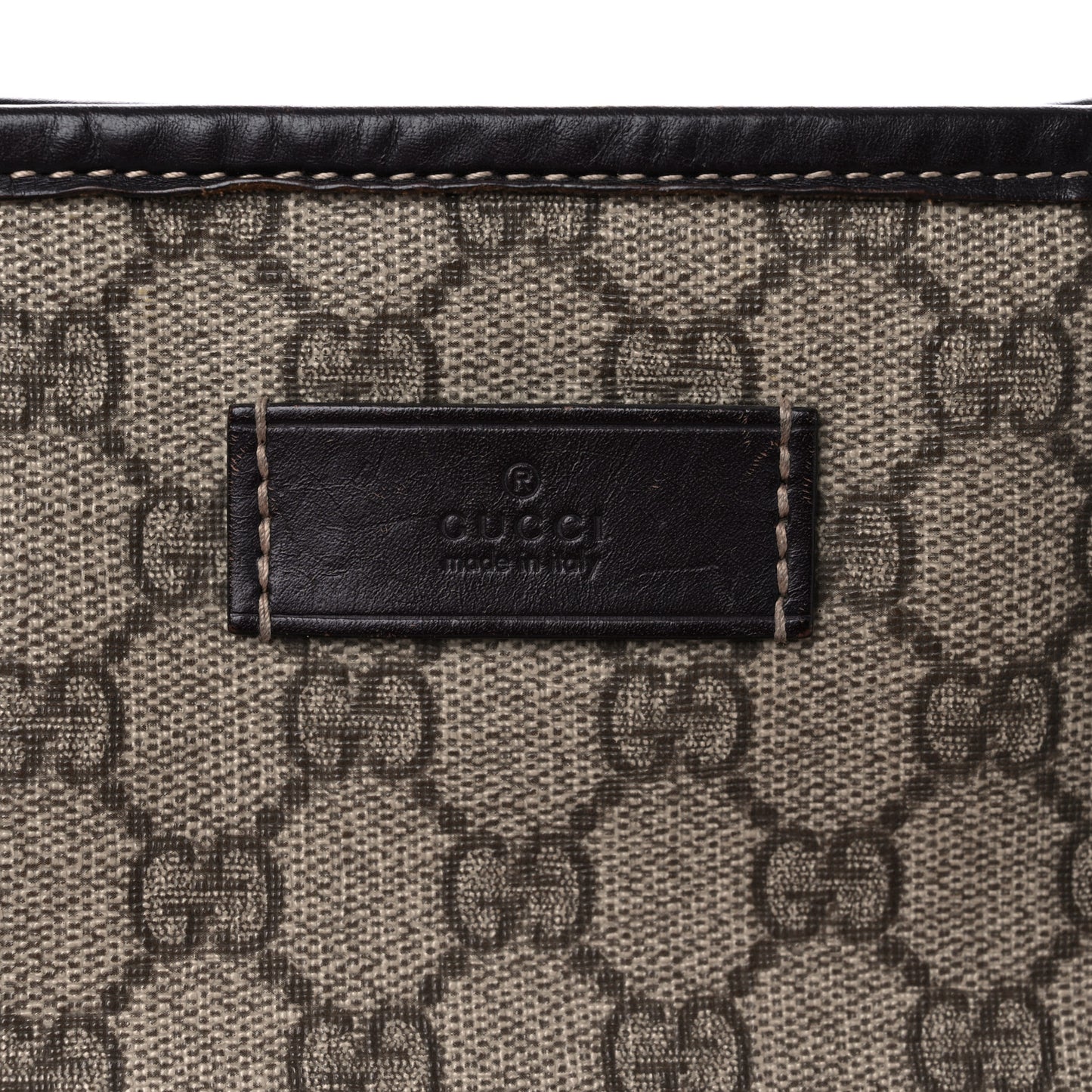 GG Supreme Monogram Medium Zippered Shopping Tote Dark Brown