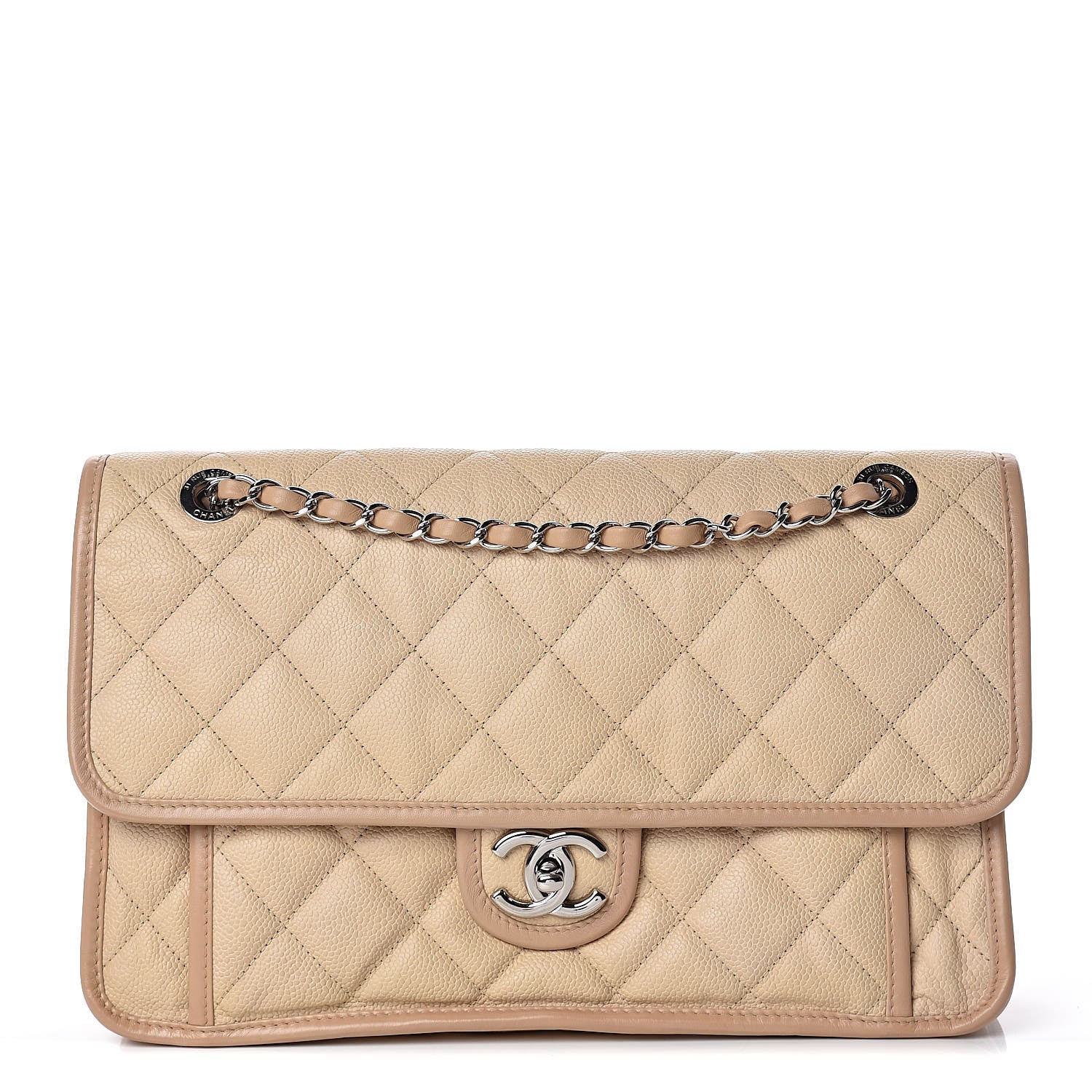Chanel Caviar Quilted Large French Riviera Flap Beige 1 of 20
