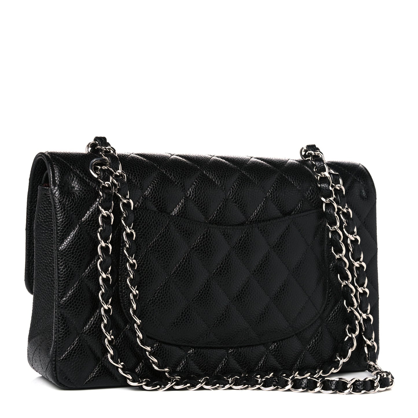Caviar Quilted Medium Double Flap Black