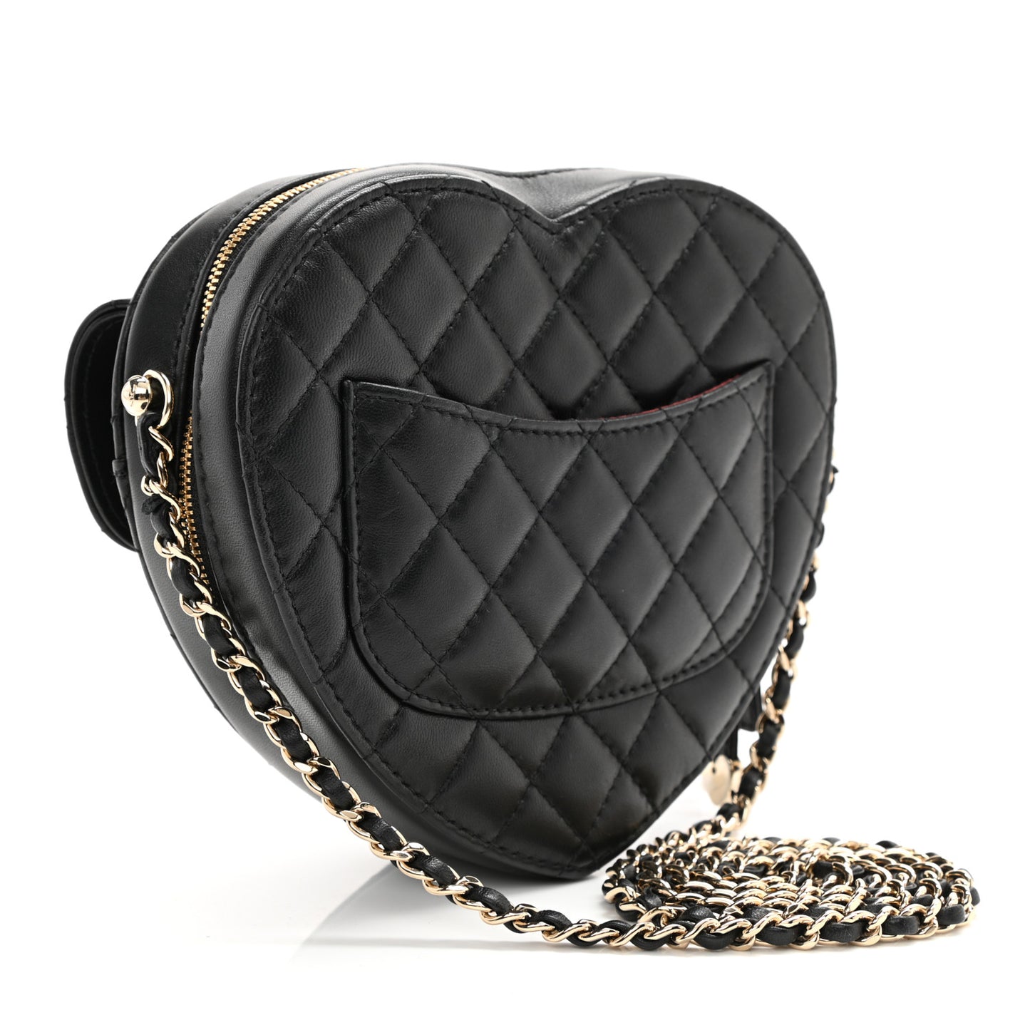 Lambskin Quilted CC In Love Heart Bag Black