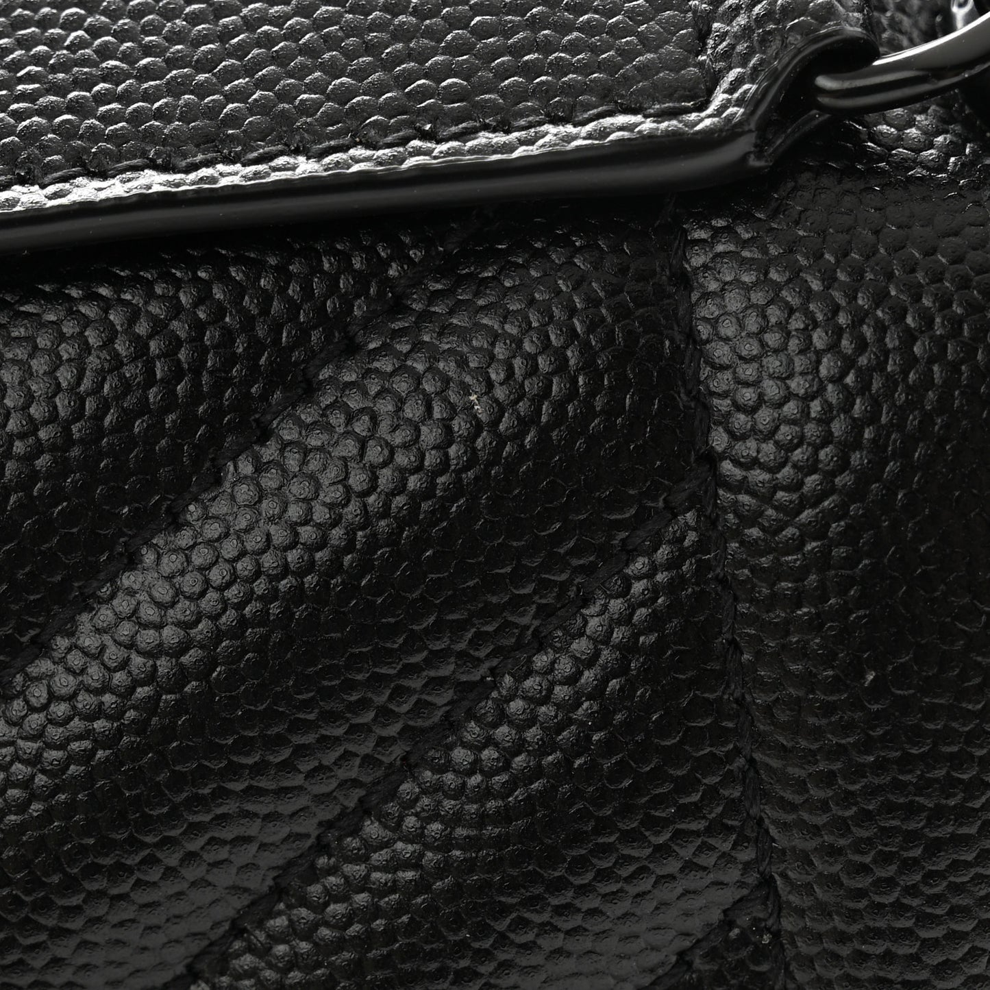 Grain De Poudre Textured Mixed Matelasse Triquilt Medium Monogram Monochrome Satchel Black