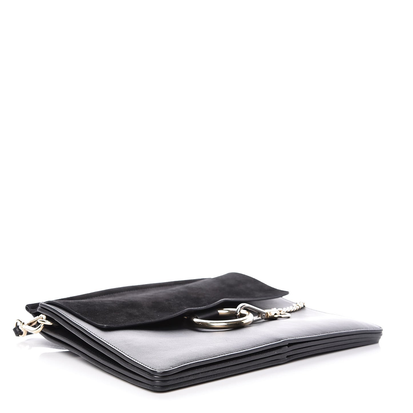 Suede Calfskin Medium Faye Shoulder Bag Black