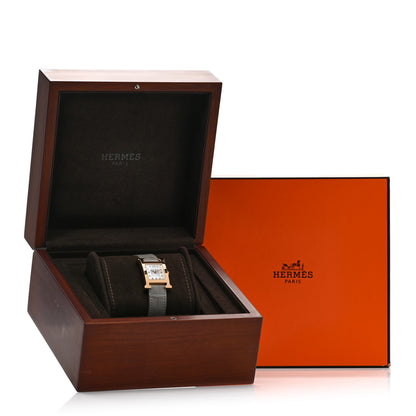 Hermes Stainless Steel Alligator Diamond Mother of Pearl 21mm Heure H Hour Quartz Watch Gris Perle 5 of 5