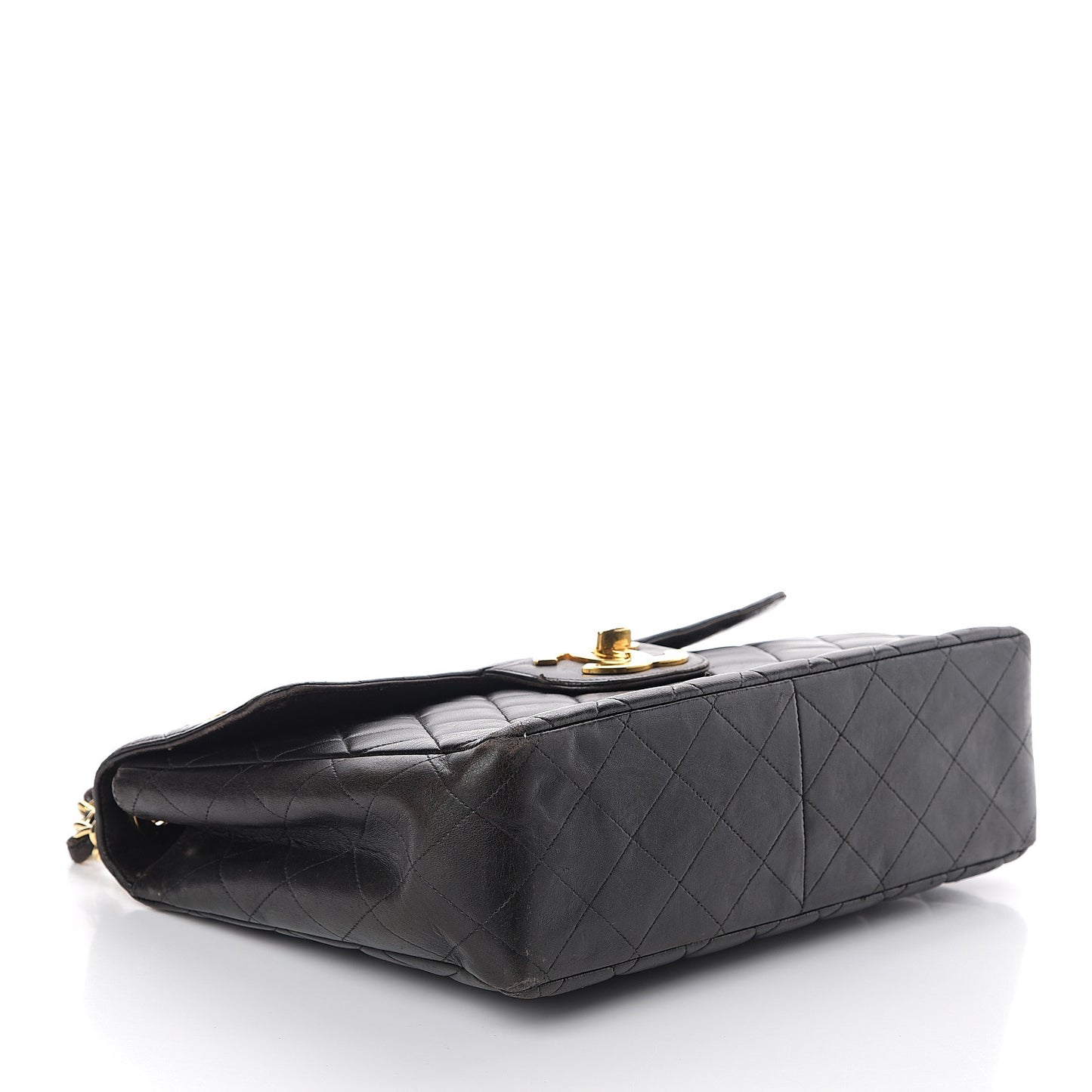 Lambskin Quilted Jumbo Single Flap Black