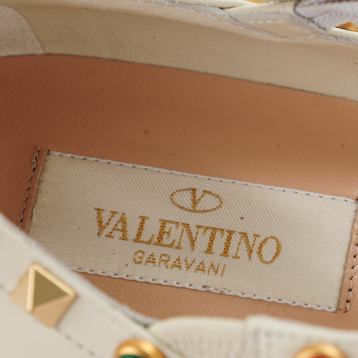 Valentino Garavani Nappa Rockstud Rolling Cage Ballerina Flats 35 Light Ivory 7 of 8