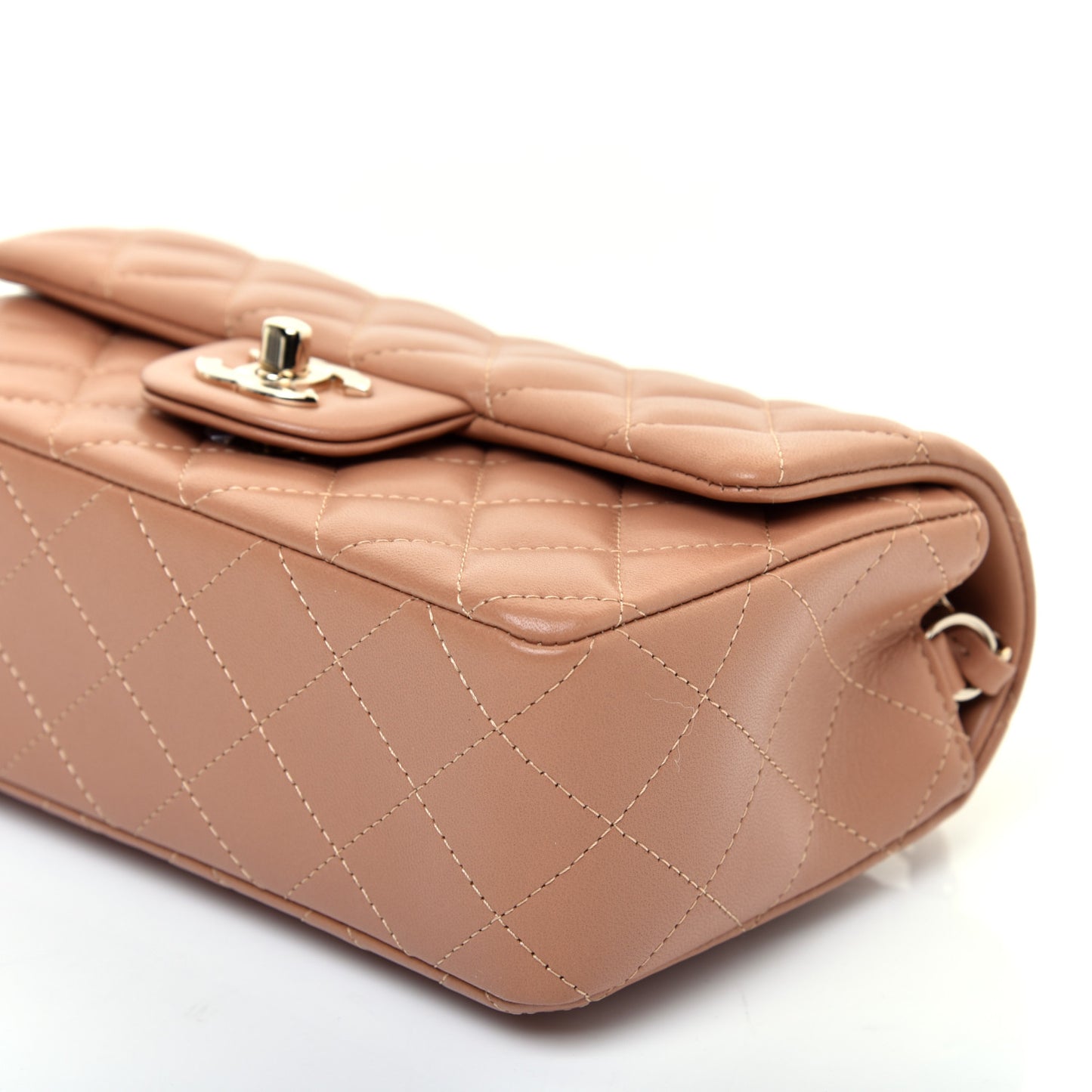 Lambskin Quilted Mini Rectangular Flap Brown