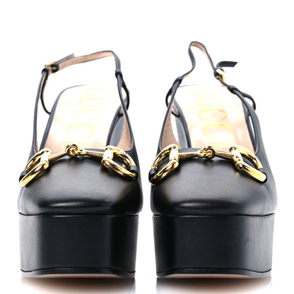 Gucci Nappa Horsebit Platform 35/120mm Slingback Pumps 41 Black 3 of 11
