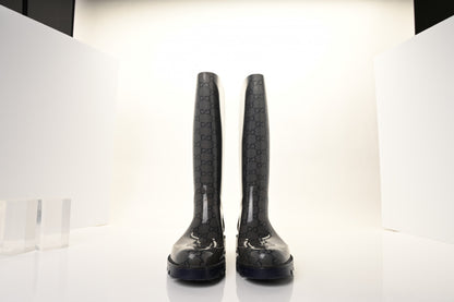 Gucci Rubber Monogram Rain Boots 37 Transparent Blue 4 of 14