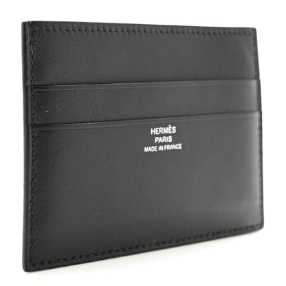 Hermes Tadelakt Evercolor Cheval Picto Card Holder Black Vert Yucca 3 of 8