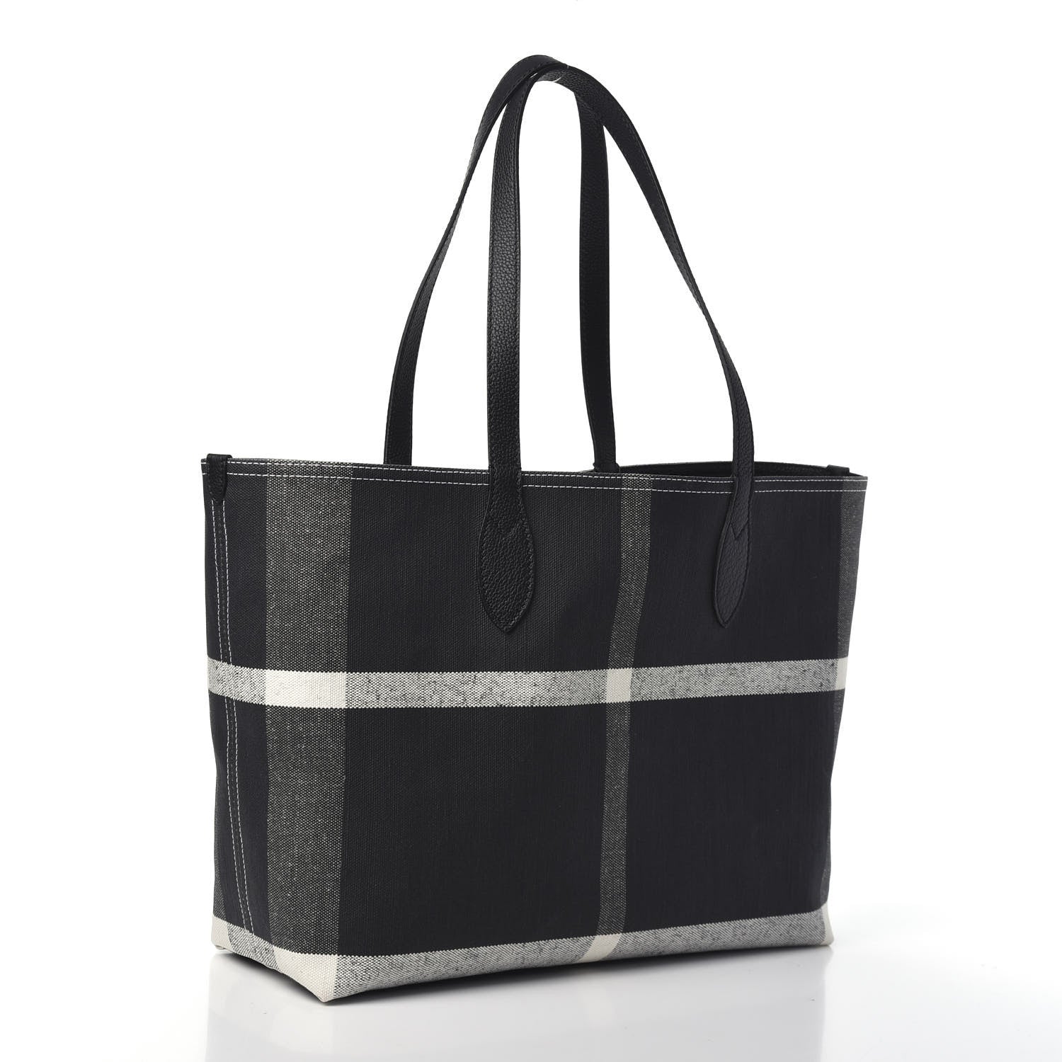 Burberry Coated Canvas Mega Check Medium Doodle Tote Black White 3 of 8