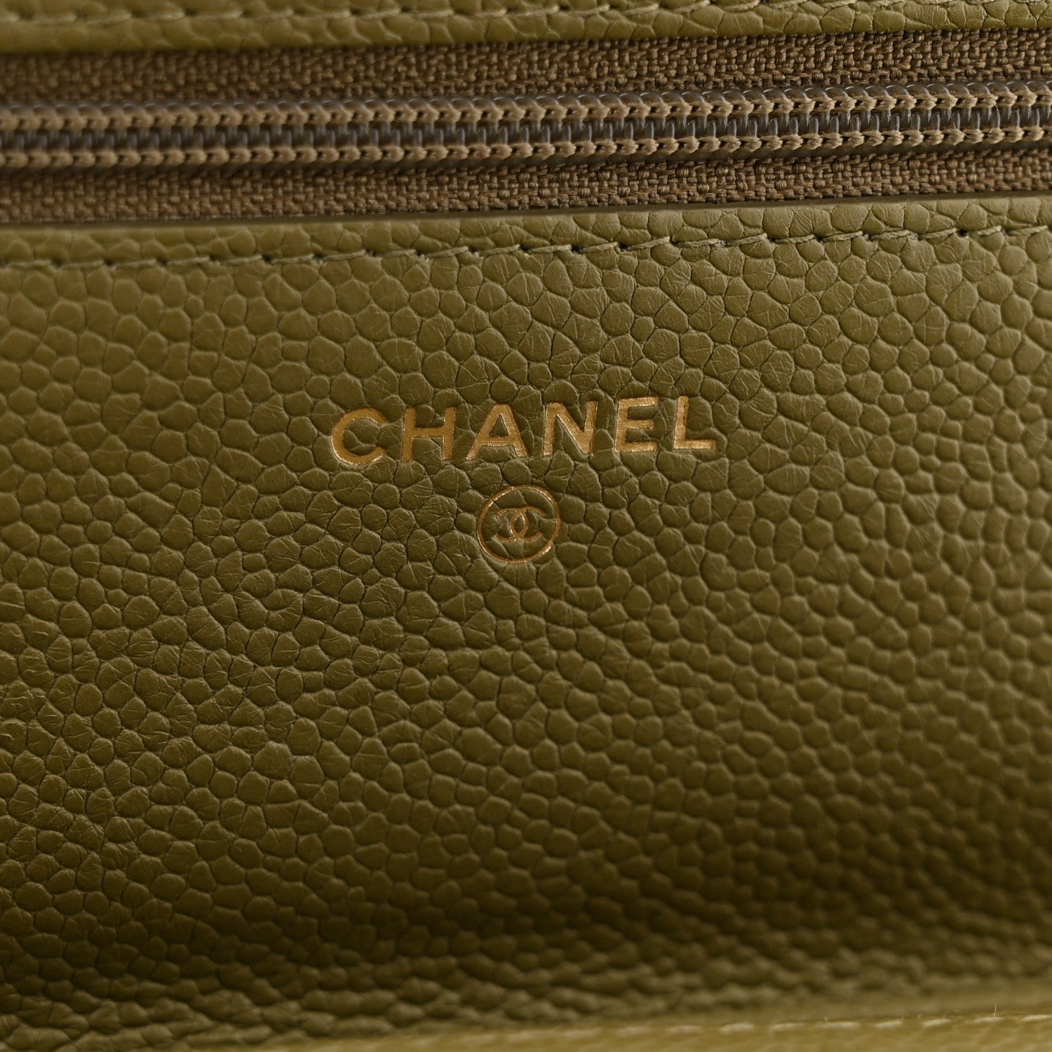 Chanel Caviar Quilted Boy Wallet On Chain WOC Khaki 6 of 14