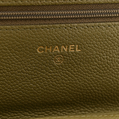 Chanel Caviar Quilted Boy Wallet On Chain WOC Khaki 6 of 14