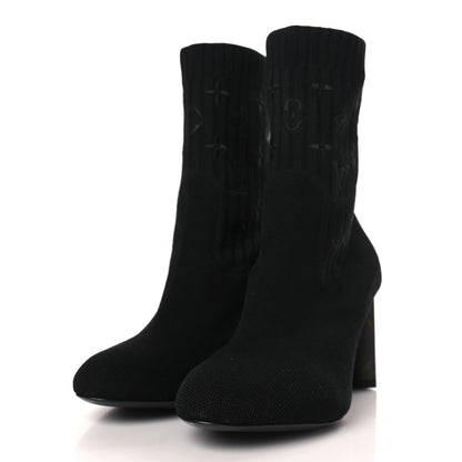 Louis Vuitton Monogram Stretch Fabric Silhouette Ankle Boots 36.5 Black 3 of 8