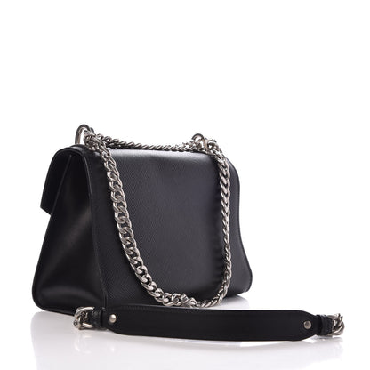 Prada Saffiano Cuir Calfskin Monochrome Envelope Flap Chain Shoulder Bag Black 3 of 6