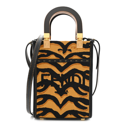 Fendi Canvas Vitello King Chinese New Year Tiger Embroidered Fendi Sunshine Shopper Tote Black Dark Yellow 1 of 10