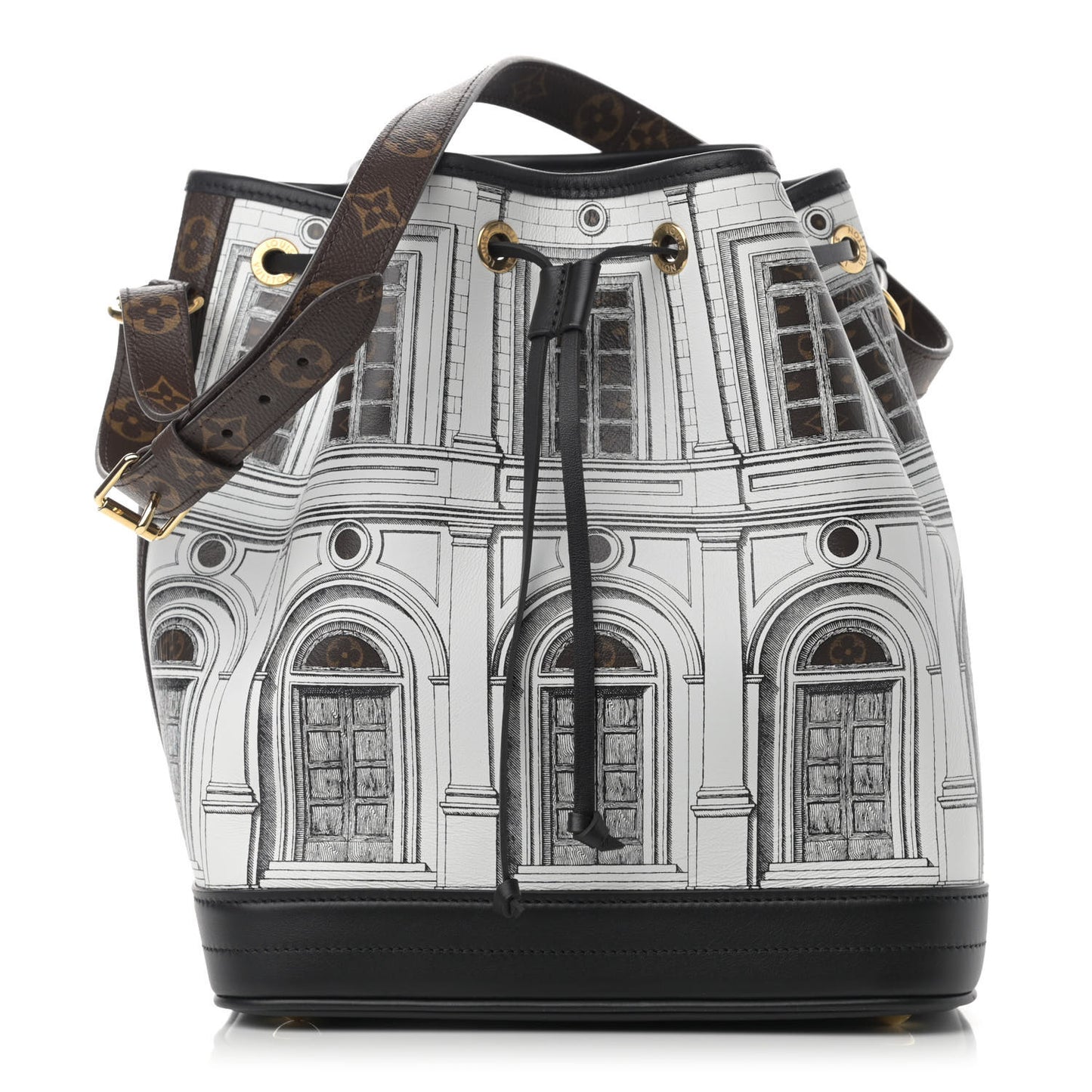 X FORNASETTI Calfskin Architettura Noe MM Black White