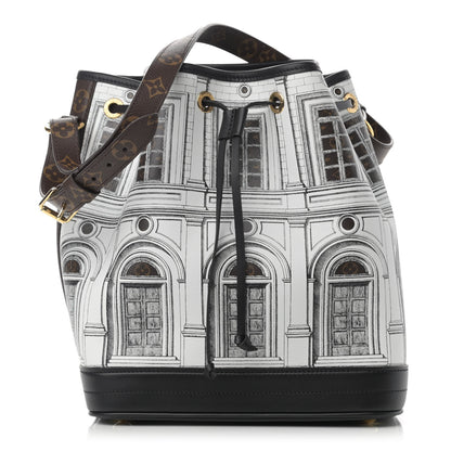 Louis Vuitton X FORNASETTI Calfskin Architettura Noe MM Black White 1 of 12
