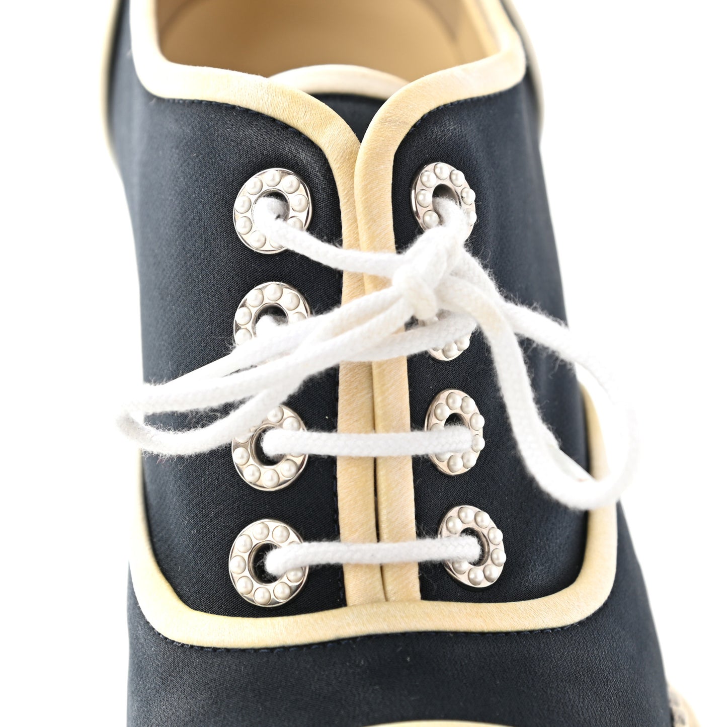 Silk Crepe Suede Calfskin Lace Up Wedge Espadrilles 35 Navy Grey