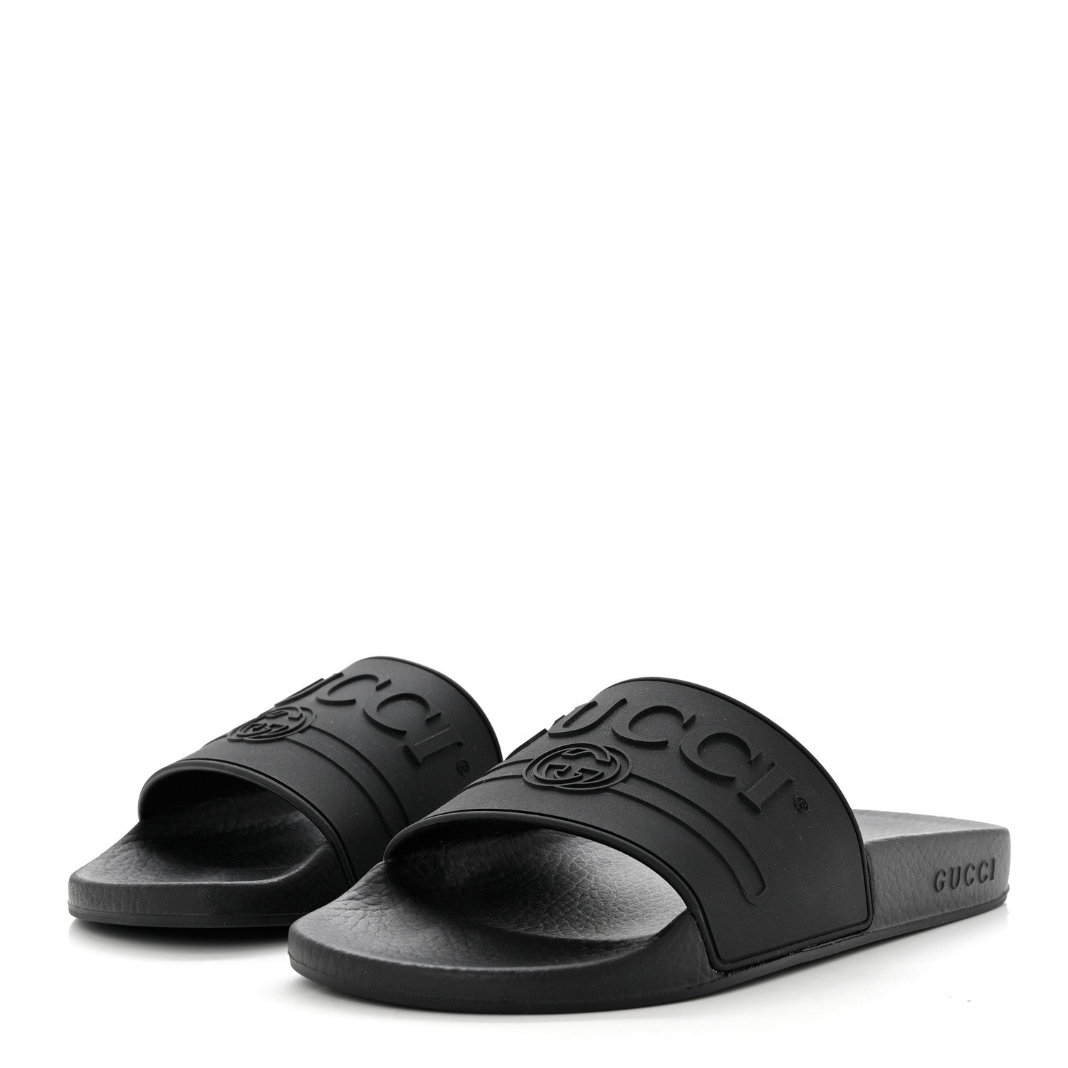Gucci Rubber Womens Logo Slide Sandals 38 Black 3 of 8