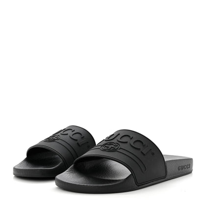 Gucci Rubber Womens Logo Slide Sandals 38 Black 3 of 8