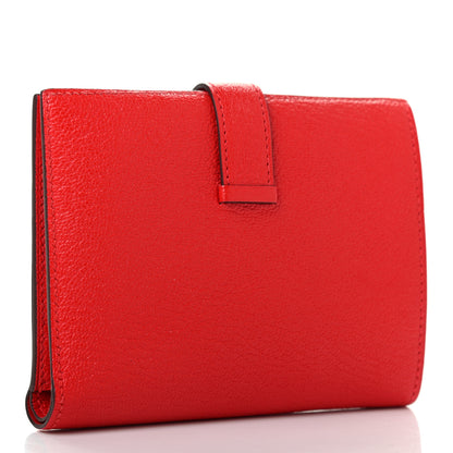 Hermes Chevre Mysore Bearn Compact Wallet Rouge De Coeur 3 of 7