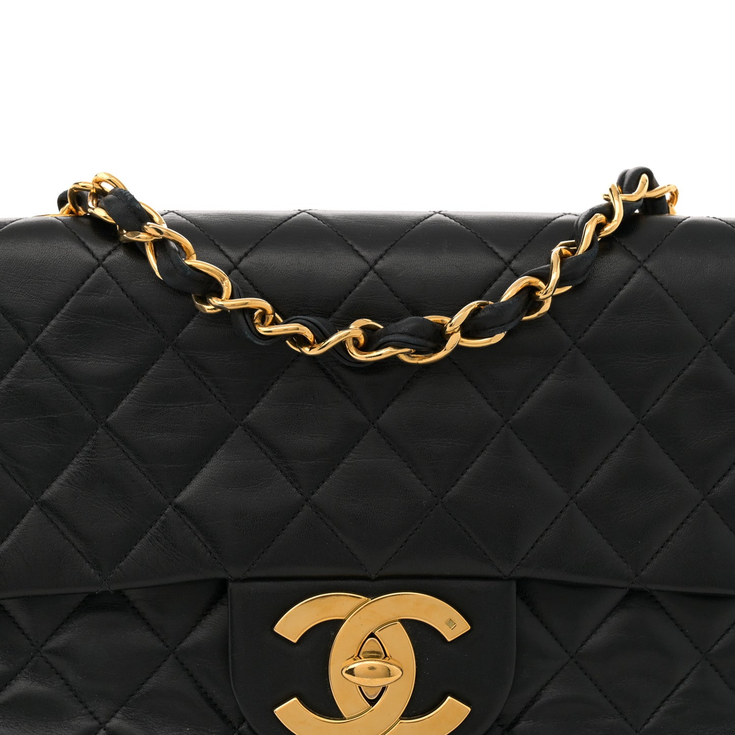 Lambskin Quilted XL Jumbo Single Flap Black